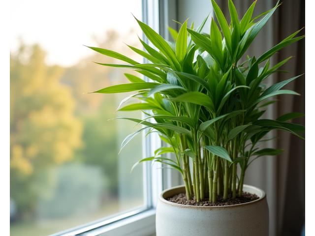 Healthy bamboo plant thriving indoors in a bright Austin home