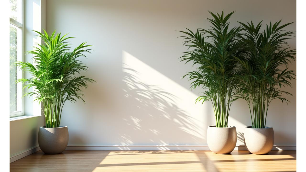 Austin home living room with lush, healthy bamboo plants creating a serene, green oasis