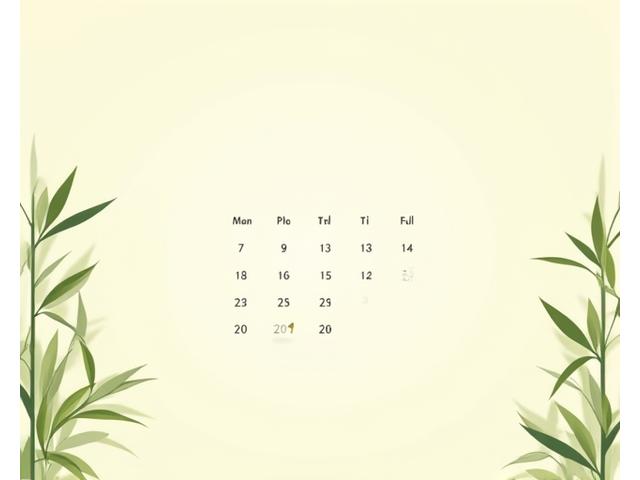 Illustration of a calendar with green leaves and bamboo stalks