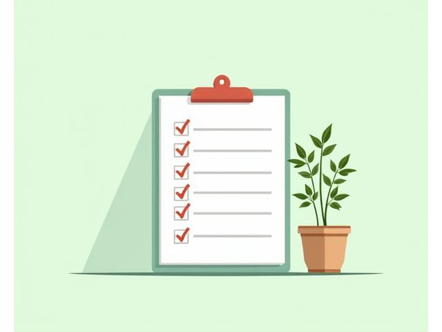Image of a clipboard with a checklist and a small bamboo plant