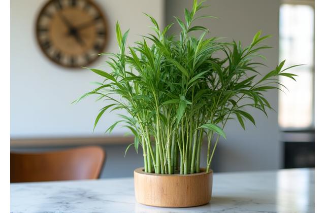 Satisfied Austin homeowner proudly displaying a custom bamboo arrangement they created.